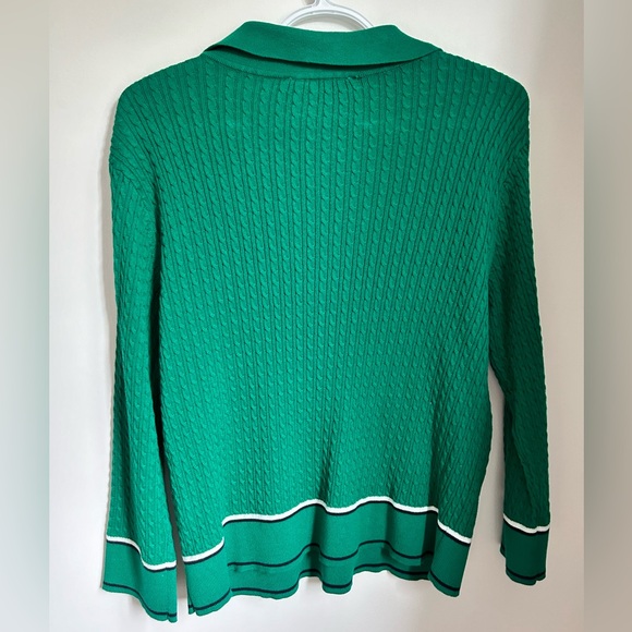 Tommy Hilfiger Women's Cotton Johnny Collar Cable Knit Sweater - Picture 2 of 3